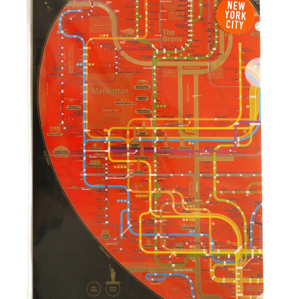 Dokumentenhuelle File Folder New York mit Plan des U-Bahn Netzes auf rotem Herz.